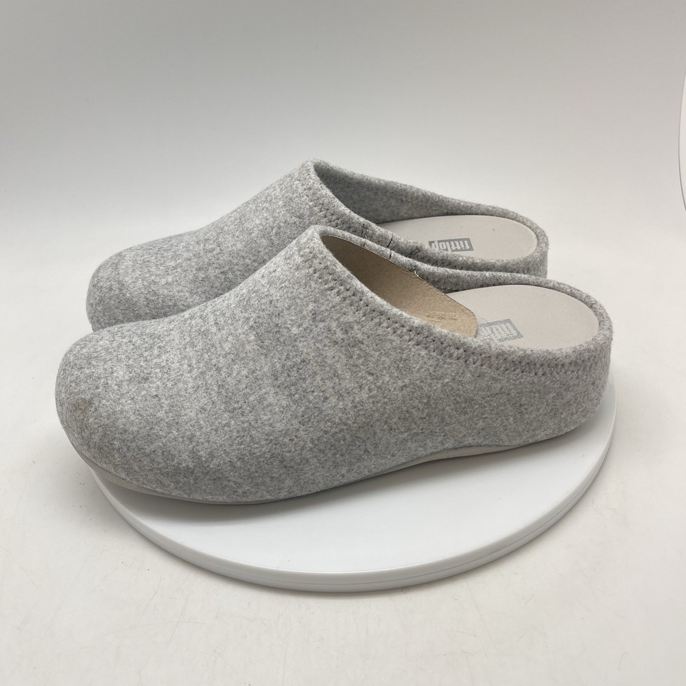 Fitflops Shuv Felt Clogs Womens 8.5 Gray Slip on Comfortable Causal Shoes - Picture 3 of 11